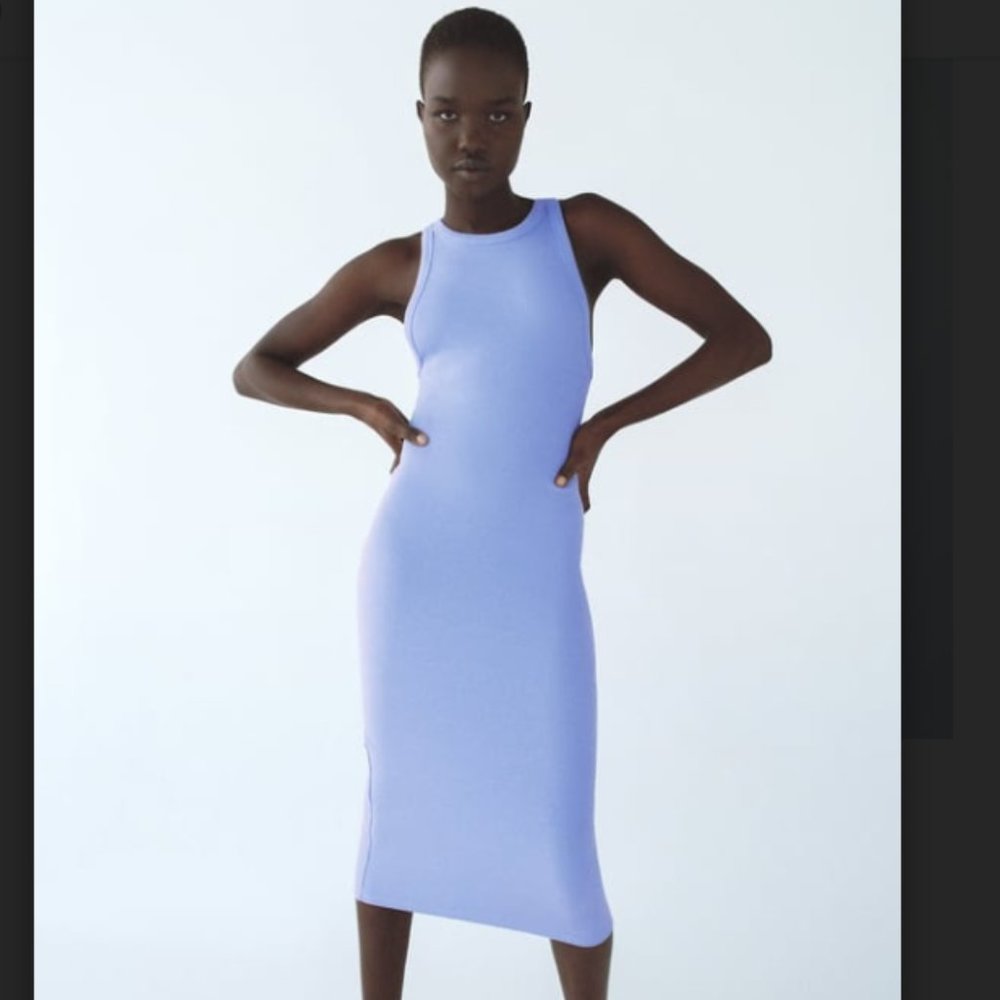 ZARA Blue Ribbed Dress - SZ Small